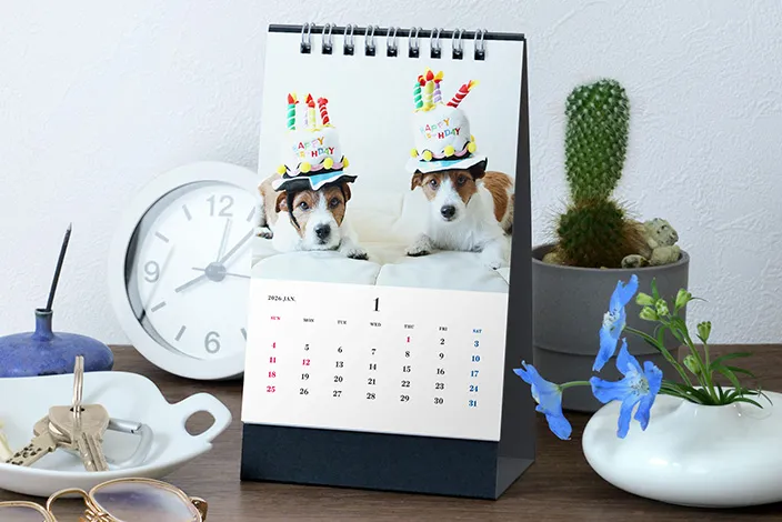 卓上リング綴じカレンダー（ハガキサイズ / 8枚タイプ）